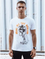 Pánske biele tričko s potlačou FashionStreet RX5619