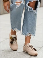 Dámske semišové tenisky s ozdobnými lodičkami béžovej farby FashionStreet ZY1411 Dámske semišové tenisky s ozdobnými lodičkami béžovej farby FashionStreet ZY1411