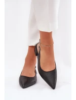 Plecione Sandały Damskie Na Delikatnym Obcasie Czarne Jorela