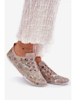 Półbuty Damskie Ze Skóry Naturalnej Wzorzyste Artiker 56C2689 Beżowe