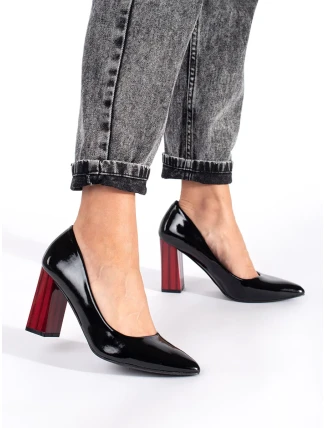 Luxusné čierne lodičky pre ženy na širokom podpätku Luxusné čierne lodičky pre ženy na širokom podpätku