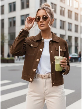 FashionStreet dámska hnedá semišová bunda TY5581