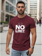 Pánske bavlnené tričko s potlačou No limit bordová FashionStreet NX0129R