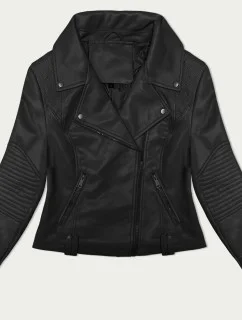 Čierna bunda s asymetrickým zipsom J Style (11Z8130)