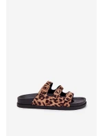 Klapki Damskie Z Paskami I Klamrami W Panterkę Brązowe Uliri