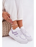 Sneakersy Damskie Na Platformie Fioletowe Ofenale