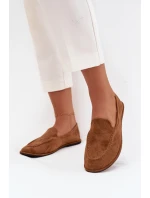 Mokasyny Damskie Z Eko Zamszu Płaskie Camel Miryelle