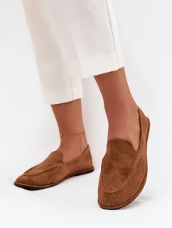 Mokasyny Damskie Z Eko Zamszu Płaskie Camel Miryelle