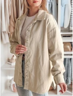 Dámska prechodná oversize košeľová bunda KOSMOJACK j.beige FashionStreet TY4842 Dámska prechodná oversize košeľová bunda KOSMOJACK j.beige FashionStreet TY4842