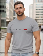 Pánske bavlnené tričko s nápisom PARIS, sivé, FashionStreet NX5139R Pánske bavlnené tričko s nápisom PARIS, sivé, FashionStreet NX5139R