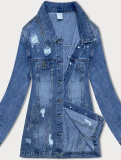 Svetlomodrá dámska džínsová bunda s pretrhnutiami (GD8727-K)