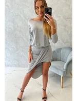 Asymetrické šaty, 3/4 rukávy, šedé Asymetrické šaty, 3/4 rukávy, šedé