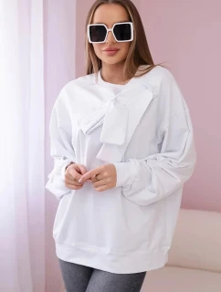 Bavlnená blúzka s mašľou biela