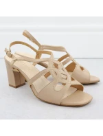 Béžové dámske sandále na podpätku Sergio Leone SK884