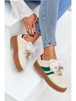 Sneakersy Damskie Z Przypinkami Beżowe Jariana