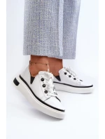 D&A Biele lakované dámske tenisky