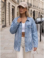 Dámska džínsová bunda oversize s odreninami, svetlo modrá, FashionStreet TY5686 Dámska džínsová bunda oversize s odreninami, svetlo modrá, FashionStreet TY5686