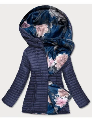 Tmavomodrá dámska obojstranná bunda s kapucňou 1 (SF732)