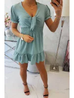 Šaty s viazaným výstrihom do V morsky modrej