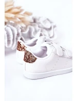 Detské tenisky so suchým zipsom Biela a ružová zlatá roztomilá dievčina Detské tenisky so suchým zipsom Biela a ružová zlatá roztomilá dievčina