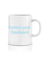 Personalizovaný klasický biely keramický hrnček 300 ml – budúca pani Personalizovaný klasický biely keramický hrnček 300 ml – budúca pani