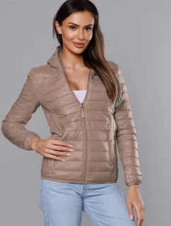 Béžová dámska prešívaná bunda s kapucňou (B0123-46)