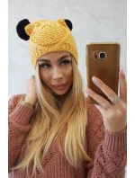 Fleecová čiapka 2 brmbolce K291 žltá