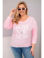 Dámska blúzka nadmernej veľkosti s Love You More Light Pink