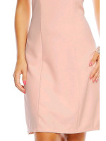 Spoločenské šaty značkové moderný strih s ozdobnými zipsami na ramenách ružové - Ružová / XL - J & J