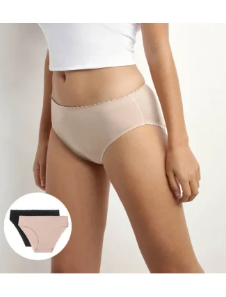 Dámske nohavičky 2 ks DIM BODY TOUCH MIDI BRIEF 2x - DIM - čierna