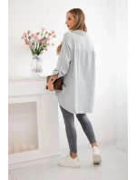 Bavlnené mušelínové tričko Plus Size Grey