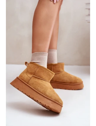 Niskie Śniegowce Damskie Na Platformie Ocieplane Futerkiem Camel Saldren Niskie Śniegowce Damskie Na Platformie Ocieplane Futerkiem Camel Saldren