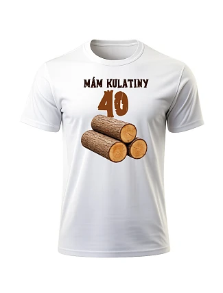 Pánské bavlněné tričko s potiskem - MÁM KULATINY 40 - bilé 