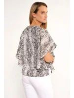 Dámska blúzka s volánovými rukávmi BLU2020-M19 sivá so vzorom - Monnari Dámska blúzka s volánovými rukávmi BLU2020-M19 sivá so vzorom - Monnari