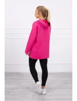Tunika na zips s kapucňou Oversize fuchsiová
