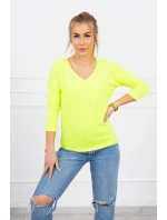 Blúzka s výstrihom do V žltá neónová