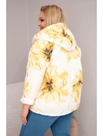 Dámske Plus veľkosť jarná bunda s kvetinovým vzorom žltá Dámske Plus veľkosť jarná bunda s kvetinovým vzorom žltá