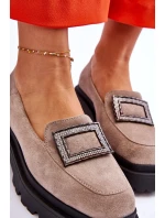Wygodne Zamszowe Mokasyny Beżowe Agathe