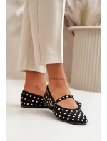 Zdobione Baleriny Z Paskiem Eko Zamszowe Czarne Tirilissa