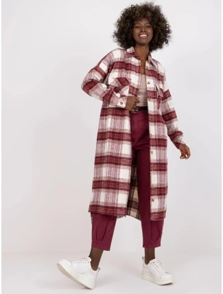 Dámska košeľa EM-KS-002/04.50P Ecru-vínová - FPrice Dámska košeľa EM-KS-002/04.50P Ecru-vínová - FPrice