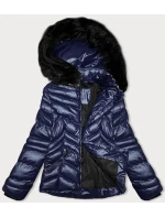 Dámska krátka prešívaná zimná bunda s kapucňou J Style plum (58M23068-4)