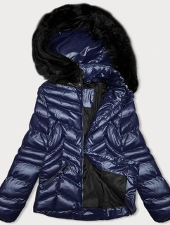 Dámska krátka prešívaná zimná bunda s kapucňou J Style plum (58M23068-4)