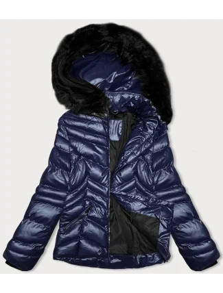 Dámska krátka prešívaná zimná bunda s kapucňou J Style plum (58M23068-4)