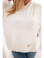 Dámska mikina s kapucňou Plus Size s potlačou ecru