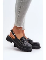 Sandały Damskie Na Płaskim Obcasie Z Ozdobą Czarne D&A MR38-656