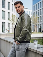 Pánska zelená kožená bunda FashionStreet TX4707