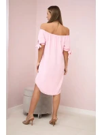 Šaty viazané na rukávoch svetlo púdrovo ružové