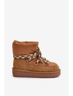 Zamszowe Śniegowce Damskie Z Grubym Sznurowaniem D.Franklin DFSH375003 Brązowe
