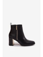 Dámské kotníkové boty na podpatku z eko kůže černé Camilyn