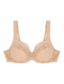 Dámska moderná čipkovaná+bavlnená podprsenka W02 - BROWN - svetlo béžová 00EP - TRIUMPH